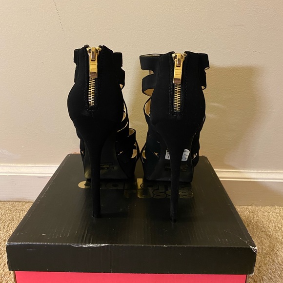 Excellent Condition Charlotte Russe Avalon Black Suede 
Stacked Pumps Stilettos - Picture 4 of 12